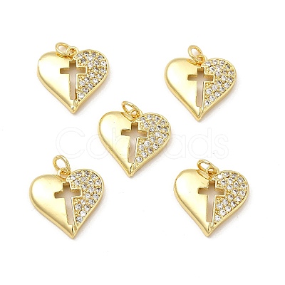 Brass Micro Pave Cubic Zirconia Pendants KK-E068-VB170-1