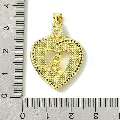 Mother's Day Real 18K Gold Plated Brass Micro Pave Clear Cubic Zirconia Pendants KK-H472-13G-08-1