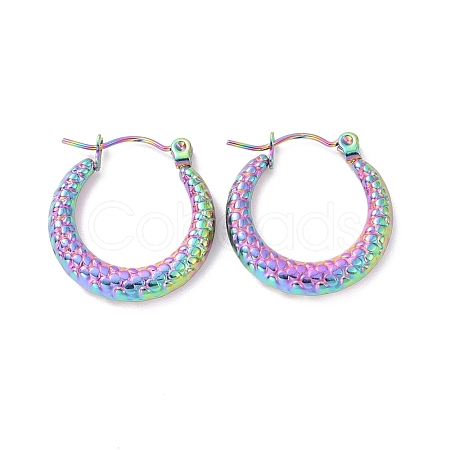 Rainbow Color 304 Stainless Steel Chunky Hoop Earrings for Women EJEW-G293-19M-1