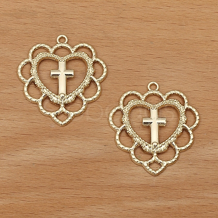 Hollow Heart Cross Alloy  Pendants PW-WGAFC42-04-1