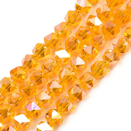 Electroplate Transparent Glass Beads Strands EGLA-T019-06O-01-1