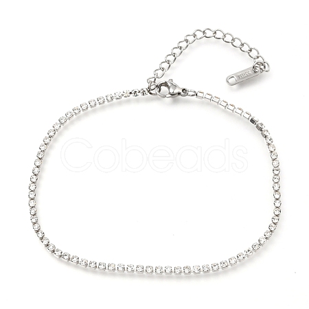 304 Stainless Steel Rhinestone Cup Chain Bracelets AJEW-B004-01B-A-1