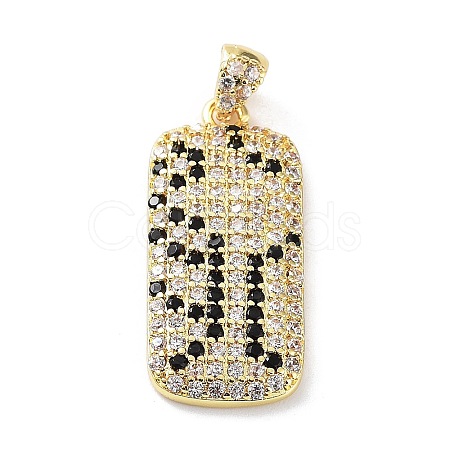 Rack Plating Brass Micro Pave Cubic Zirconia Pendants KK-P247-06G-1