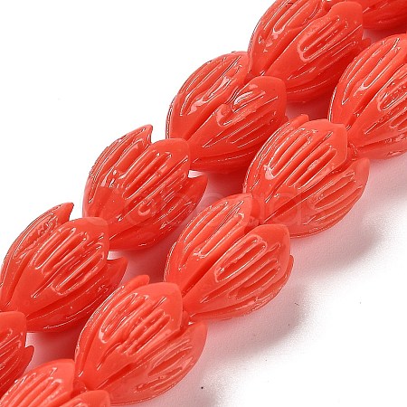 Synthetic Coral Dyed Carved Beads Strands CORA-P004-01A-1