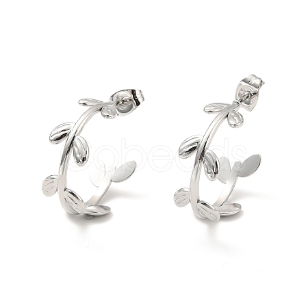 Non-Tarnish 304 Stainless Steel Leaf Wrap Stud Earrings EJEW-P202-01P-1