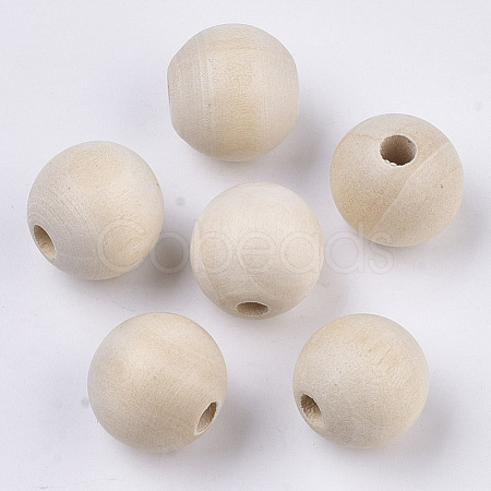 Natural Unfinished Wood Beads WOOD-Q038-16mm-A01-1