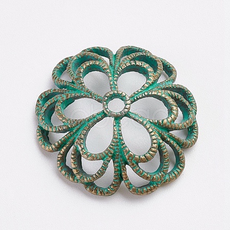 Tibetan Style Alloy Fancy Bead Caps X-PALLOY-F187-58ABG-1