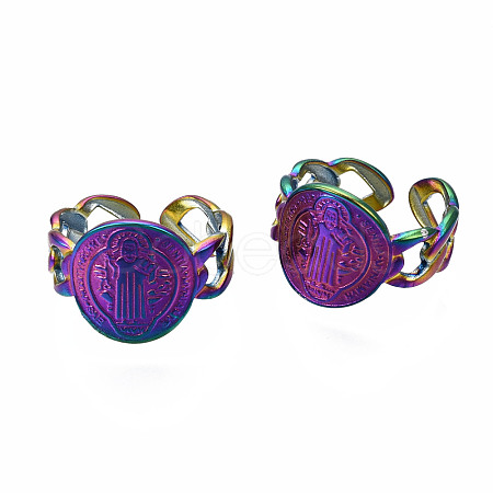 Oval with Jesus Cuff Rings RJEW-N038-013-1