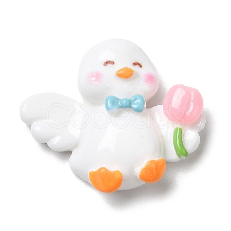 Cute Duck Opaque Resin Cabochons RESI-L038-07P-06-1