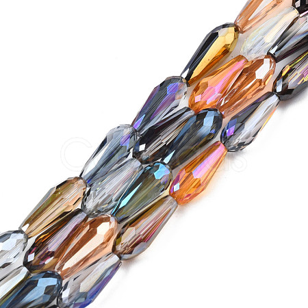 Electroplate Transparent Glass Beads Strands EGLA-Q026-014-1