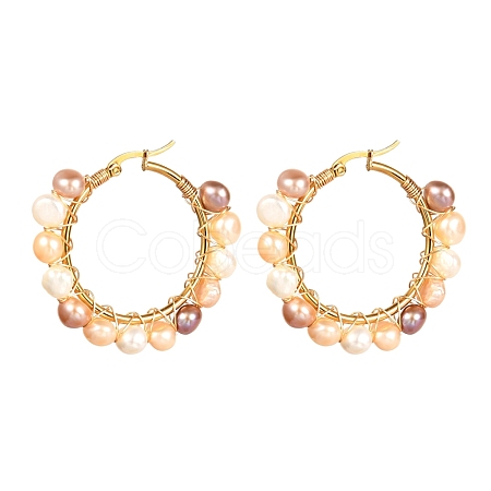 Vintage Natural Pearl Beads Earrings for Girl Women EJEW-JE04643-03-1