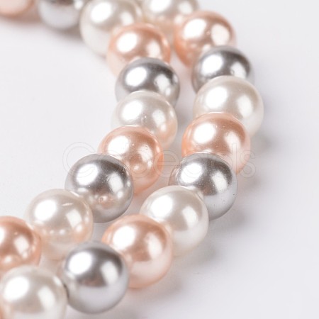 Round Shell Pearl Bead Strands X-BSHE-E007-8mm-01-1