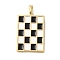 Brass Enamel Pendants, Long-Lasting Plated, Lead Free & Cadmium Free, Rectangle with Tartan Charms, Real 18K Gold Plated, Black, 31x17x2mm, Hole: 5x3mm