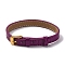 Leather Textured Watch Bands, with Ion Plating(IP) Golden 304 Stainless Steel Buckles, Adjustable Bracelet Watch Bands, Purple, 23.2x1~1.25x0.5cm