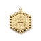 201 Stainless Steel Pendants, Golden, Hexagon with Letter Charm, Letter A, 21x16.5x2mm, Hole: 1.5mm