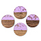 Transparent Resin & Walnut Wood Pendants, with Gold Foil, Flat Round, Lilac, 28x3mm, Hole: 2mm