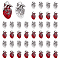 DICOSMETIC 60Pcs 2 Style Tibetan Style Alloy Pendants, with Enamel, Heart, Antique Silver, 25x16x4mm, Hole: 2.5mm, 30pcs/style