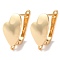 Brass Hoop Earrings Findings, Heart, Real 18K Gold Plated, 19~20x10.5mm, Hole: 1.5mm, Pin: 1mm