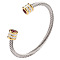 January Twisted Stainless Steel Rhinestone Open Cuff Bangles, Torque Bangles for Women