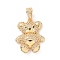 Brass Cubic Zirconia Pendants, Golden, Bear Charm, Clear, 24x19x5mm, Hole: 4x6.5mm