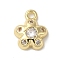 Brass Micro Pave Cubic Zirconia Pendants, Flower Charm, Real 14K Gold Plated, 9x7x2mm, Hole: 1.2mm