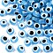 Resin Beads, Flat Round, Evil Eye, Light Sky Blue, 6x4mm, Hole: 1.5mm