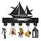 Wood & Iron Wall Mounted Hook Hangers, Decorative Organizer Rack, with 2Pcs Screws, 5 Hooks for Bag Clothes Key Scarf Hanging Holder, Sailboat, 200x300x7mm.