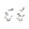 Non-Tarnish 304 Stainless Steel Leaf Wrap Stud Earrings, Half Hoop Earrings for Women, Stainless Steel Color, 20x8mm, Pin: 0.7mm