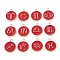 Alloy Enamel Pendants, Flat Round with Constellation, Red, 15x12x2mm, Hole: 1.5mm, about 12pcs/set