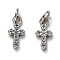 Brass Micro Pave Cubic Zirconia Tiny Cross Charms, with Jump Rings, Long-Lasting Plated, Platinum, 12x6x2mm, Hole: 3mm