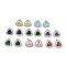 Brass Pave Cubic Zirconia Triangle Stud Earrings for Women, Platinum, Mixed Color, 14x14mm