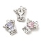 Rack Plating Alloy Rhinestone Pendants, with ABS Pearl Beads, Flower, Mixed Color, 25x19.5x9.5mm, Hole: 2mm