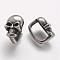 304 Stainless Steel Slide Charms, Skull, Antique Silver, 15.5x10x12mm, Hole: 7x12mm