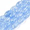 Transparent Crackle Glass Beads Strands, Dyed & Heated, Oval, Cornflower Blue, 13x8mm, Hole: 1.2mm, about 30pcs/strand, 15.75''(40cm)