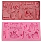 DIY Cake Decoration Silicone Molds, Fondant Molds, for Chocolate, Candy Making, Rectangle with Musical Note, Hot Pink, 112x56x8mm