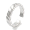 Rack Plating Brass Open Cuff Rings for Women, Long-Lasting Plated, Lead Free & Cadmium Free, Platinum, 4.7mm, Adjustable