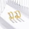 Rack Plating Brass Micro Pave Clear Cubic Zirconia Cuff Earrings, Lead Free & Cadmium Free, Chain Charm, Real 18K Gold Plated, 13.5x10mm