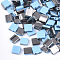 Electroplate Opaque Glass Seed Beads, 2-Hole, Rectangle, Black Plated, Light Sky Blue, 5x4.5~5.5x2~2.5mm, Hole: 0.5~0.8mm