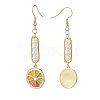 Shell Pearl with Enamel Lemon Dangle Earrings EJEW-TA00071-2