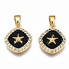 Brass Micro Pave Clear Cubic Zirconia Charms KK-T063-87-NF-2