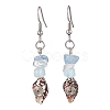 Spiral Shell & Natural Gemstone Dangle Earrings for Women EJEW-JE05813-4