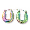 Ion Plating(IP) Rainbow Color 304 Stainless Steel Rectangle Chunky Hoop Earrings for Women EJEW-G293-05M-1
