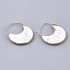 Natural Howlite Crescent Moon Dangle Hoop Earrings G-S344-75I-2