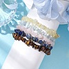 12 Constellation Natural Mixed Gemstone Chip Beaded Stretch Bracelets Sets for Women Men BJEW-JB10264-04-4