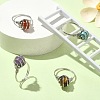 4Pcs 4 Style Natural Mixed Gemstone Round Beaded Finger Rings Set RJEW-TA00076-2