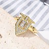 Brass Micro Pave Clear Cubic Zirconia Cuff Finger Rings for Women RJEW-U033-10G-3