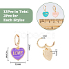DICOSMETIC 12Pcs 6 Colors Heart with Word Love Enamel Dangle Leverback Earrings EJEW-DC0001-26-2