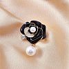 Pearl Camellia Flower Brooch Pin Rhinestone Crystal Brooch Flower Lapel Pin for Birthday Party Anniversary T-shirt Dress Clothing Accessories Jewelry Gift JBR097A-4