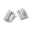 Tarnish Resistant Matte 304 Stainless Steel Rectangle Magnetic Clasps with Glue-in Ends STAS-E089-41E-3