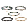 5Pcs 5 Style Natural Mixed Gemstone Beaded Stretch Bracelets Set BJEW-JB09002-2